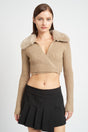 V NECK CARDIGAN WITH FUR COLLAR king-general-store-5710.myshopify.com