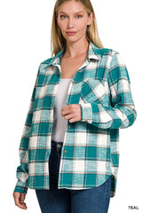 Cotton Plaid Shacket With Front Pocket king-general-store-5710.myshopify.com