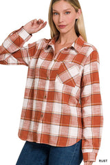 Cotton Plaid Shacket With Front Pocket king-general-store-5710.myshopify.com