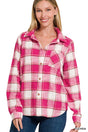 Cotton Plaid Shacket With Front Pocket king-general-store-5710.myshopify.com