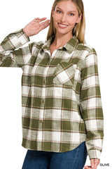 Cotton Plaid Shacket With Front Pocket king-general-store-5710.myshopify.com