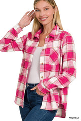 Cotton Plaid Shacket With Front Pocket king-general-store-5710.myshopify.com