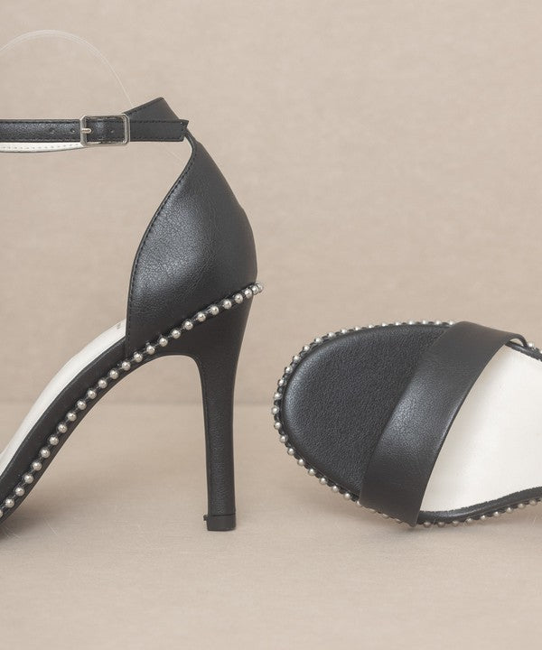 OASIS SOCIETY Dublin - Metal Stud Open Toe Heels king-general-store-5710.myshopify.com