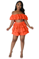 Off Shoulder Crop Style Top Layered Short Set king-general-store-5710.myshopify.com