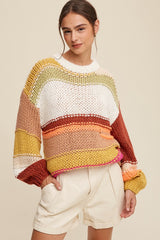 Open Mixed Knit Slouchy Hand Crochet Sweater king-general-store-5710.myshopify.com