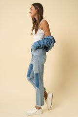 Block Color Medium Wash High Rise Jeans