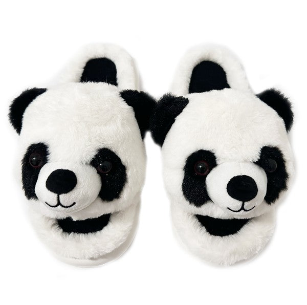 Panda Smiles - Women's Slide on Fuzzy Slippers king-general-store-5710.myshopify.com