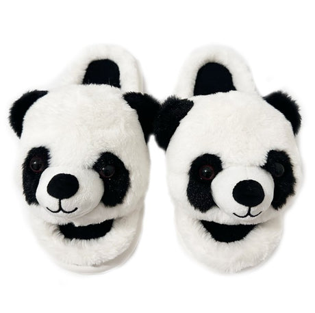 Panda Smiles - Women's Slide on Fuzzy Slippers king-general-store-5710.myshopify.com