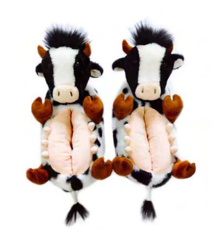 Howdy Cow - Women's Funny Animal Fuzzy Slippers king-general-store-5710.myshopify.com