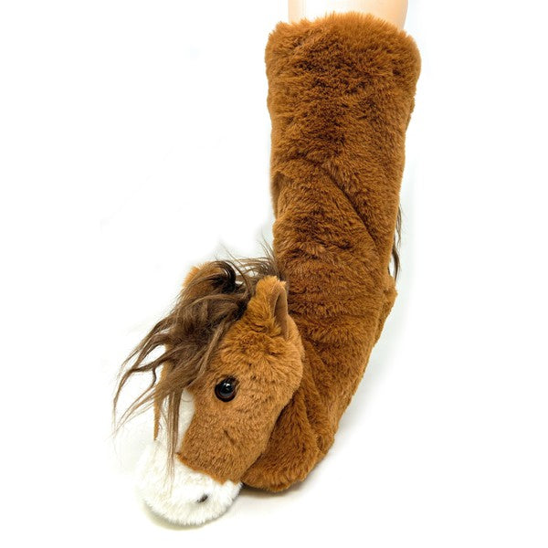 Horse Play - Women's Plush Animal Slipper Socks king-general-store-5710.myshopify.com