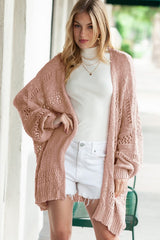 Crochet Dolman Knit Sleeve Cardigan