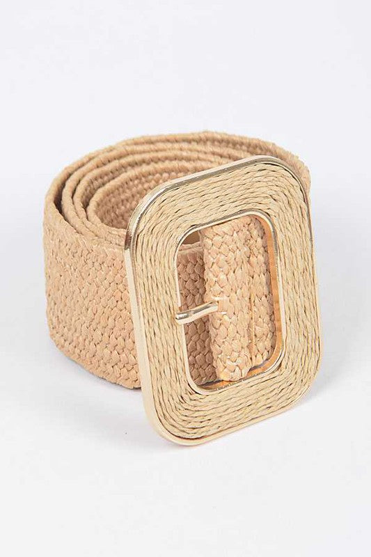 Faux Straw Elastic Belt