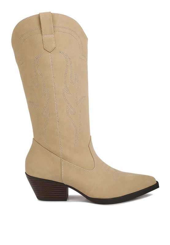 Ginni Embroidered Calf Boots