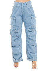 Cargo Style Denim Jeans king-general-store-5710.myshopify.com