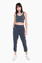 Athleisure Joggers with Curved Notch Hem