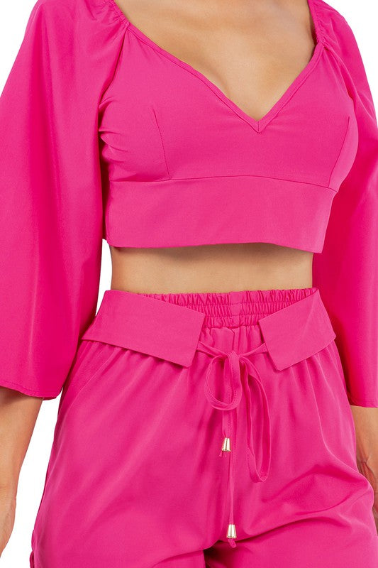 Open Back Self Strap Crop Top Shorts Set king-general-store-5710.myshopify.com