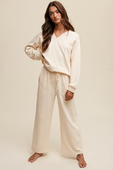 V-neck Sweatshirt and Pants Set