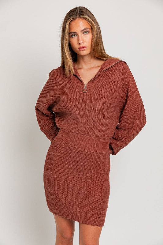 Long Sleeve Zipper Sweater Dress king-general-store-5710.myshopify.com