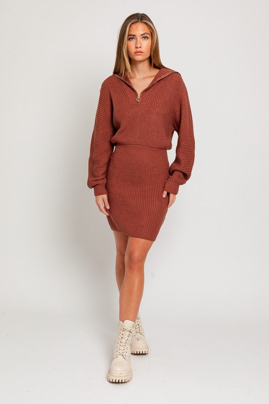 Long Sleeve Zipper Sweater Dress king-general-store-5710.myshopify.com