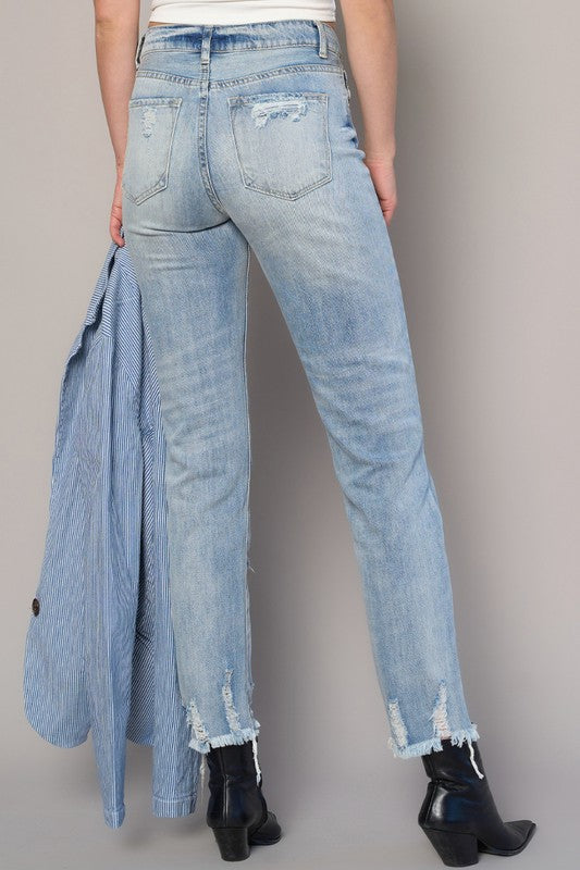 Medium Wash High Rise Girlfriend Denim Jeans