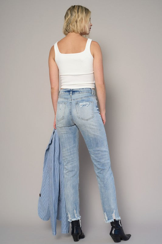 Medium Wash High Rise Girlfriend Denim Jeans