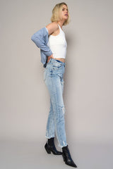 Medium Wash High Rise Girlfriend Denim Jeans