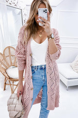 Plus Eyelet Sweater Crochet Knit Cardigan king-general-store-5710.myshopify.com