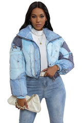 Multi Fabric Zipper Up Puffer Jacket king-general-store-5710.myshopify.com