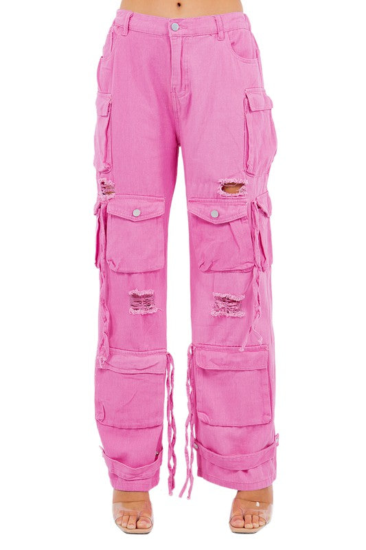 Hot Pink Cargo Style Pants king-general-store-5710.myshopify.com