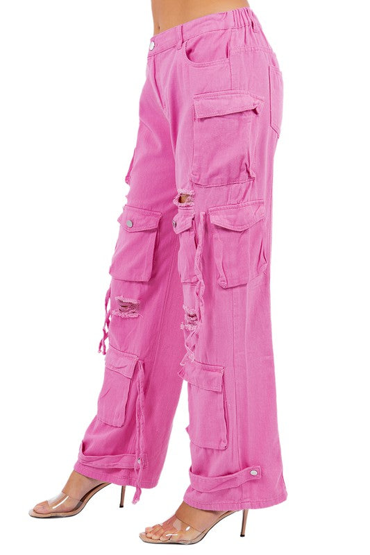 Hot Pink Cargo Style Pants king-general-store-5710.myshopify.com