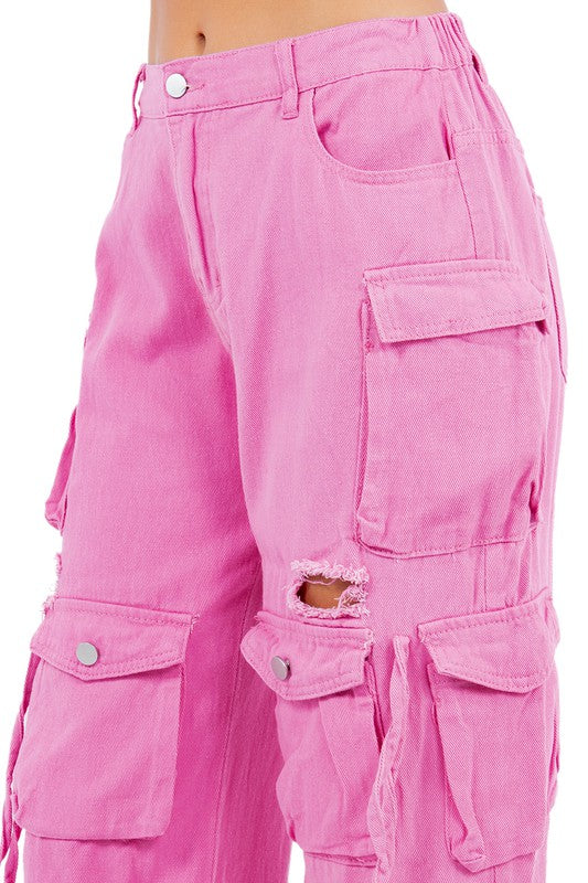 Hot Pink Cargo Style Pants king-general-store-5710.myshopify.com