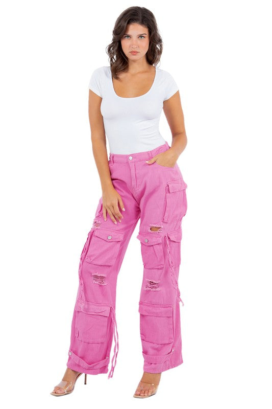 Hot Pink Cargo Style Pants king-general-store-5710.myshopify.com