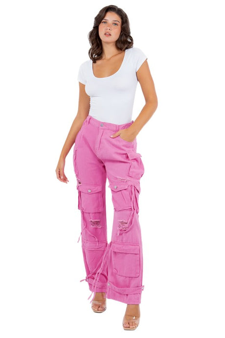 Hot Pink Cargo Style Pants king-general-store-5710.myshopify.com