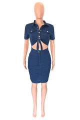 Navy Denim Crop Front Mini Dress king-general-store-5710.myshopify.com