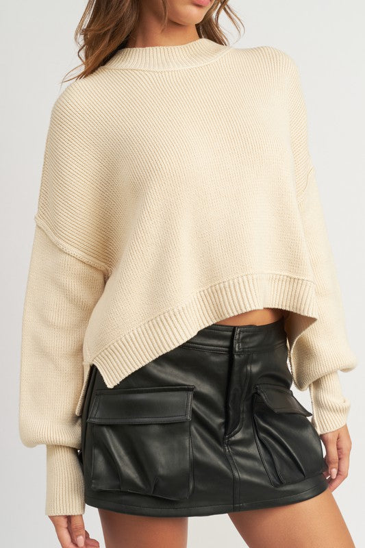 Mock Neck Oversize Sweater king-general-store-5710.myshopify.com