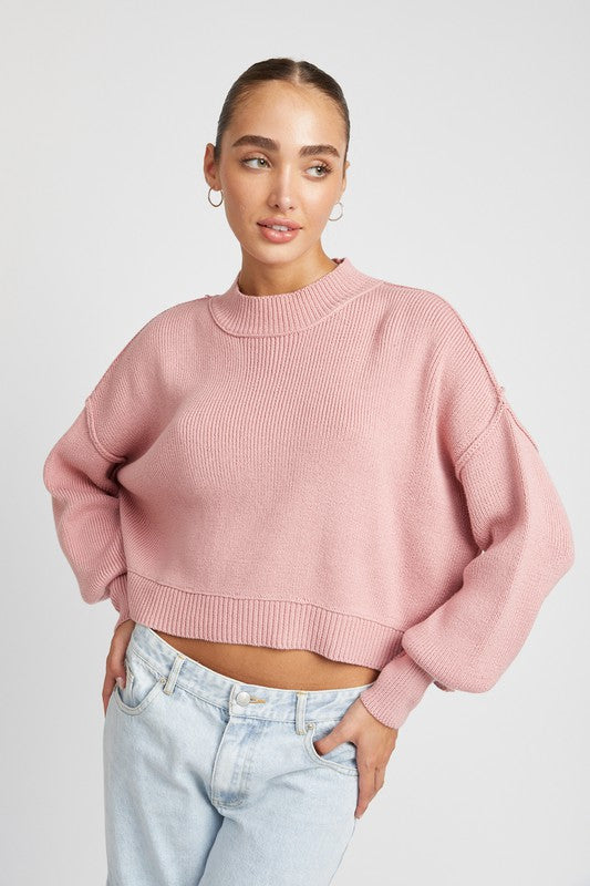 Mock Neck Oversize Sweater king-general-store-5710.myshopify.com