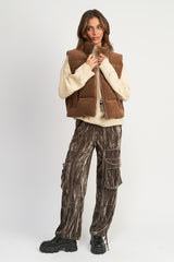 Chocolate Corduroy Puffer Vest king-general-store-5710.myshopify.com