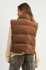 Chocolate Corduroy Puffer Vest king-general-store-5710.myshopify.com