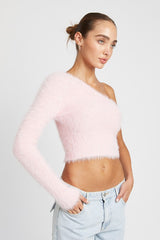 One Shoulder Fluffy Sweater Top king-general-store-5710.myshopify.com