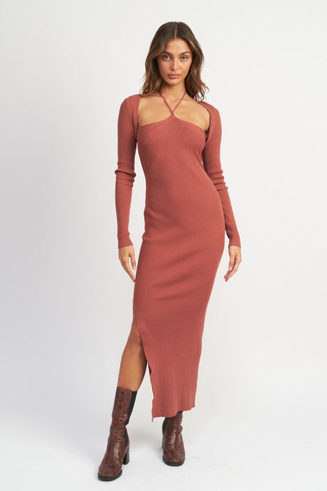 Halter Neck Maxi Dress with Slit king-general-store-5710.myshopify.com