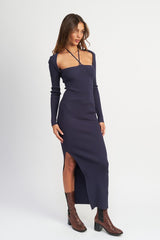Halter Neck Maxi Dress with Slit king-general-store-5710.myshopify.com