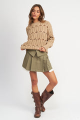 Taupe Open Knit Sweater with Slits king-general-store-5710.myshopify.com