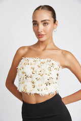 Feather Zip Up Tube Top