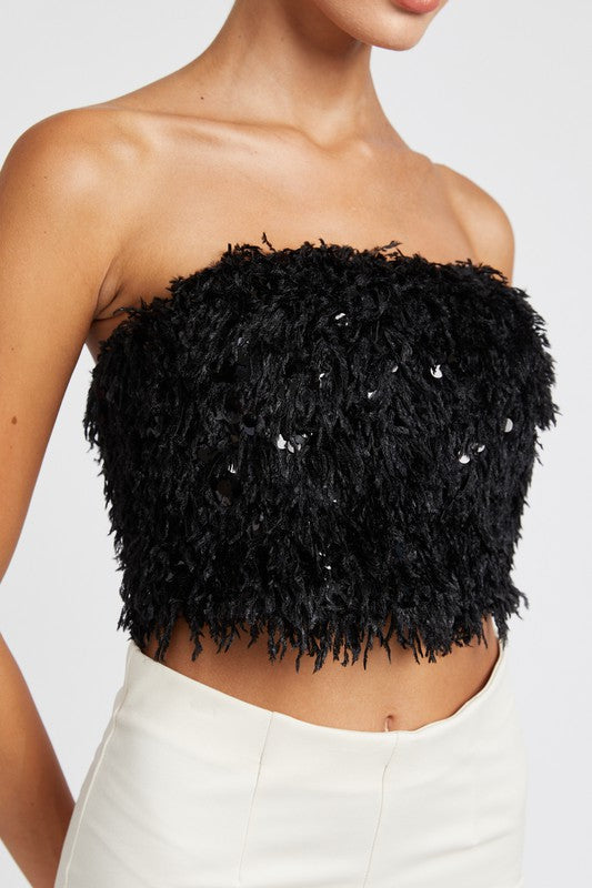 Feather Zip Up Tube Top