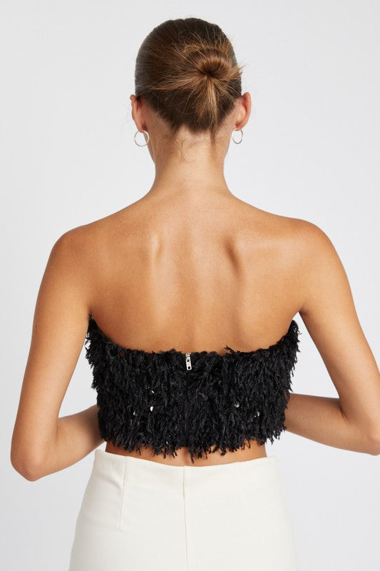 Feather Zip Up Tube Top