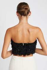 Feather Zip Up Tube Top