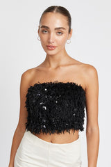 Feather Zip Up Tube Top