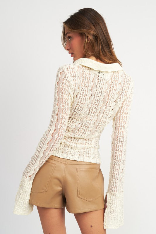 Bell Sleeve Lace Top king-general-store-5710.myshopify.com