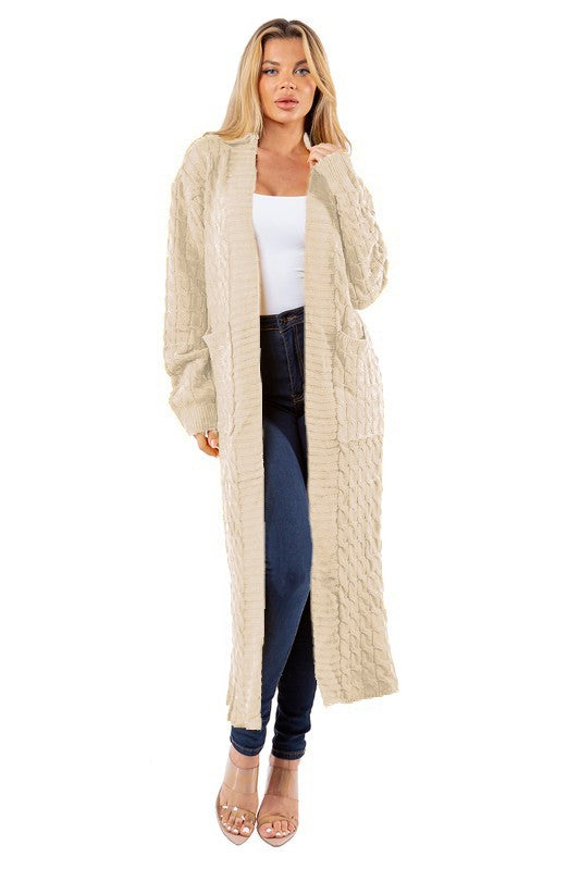 Cream Long Maxi Sweater Cardigan king-general-store-5710.myshopify.com