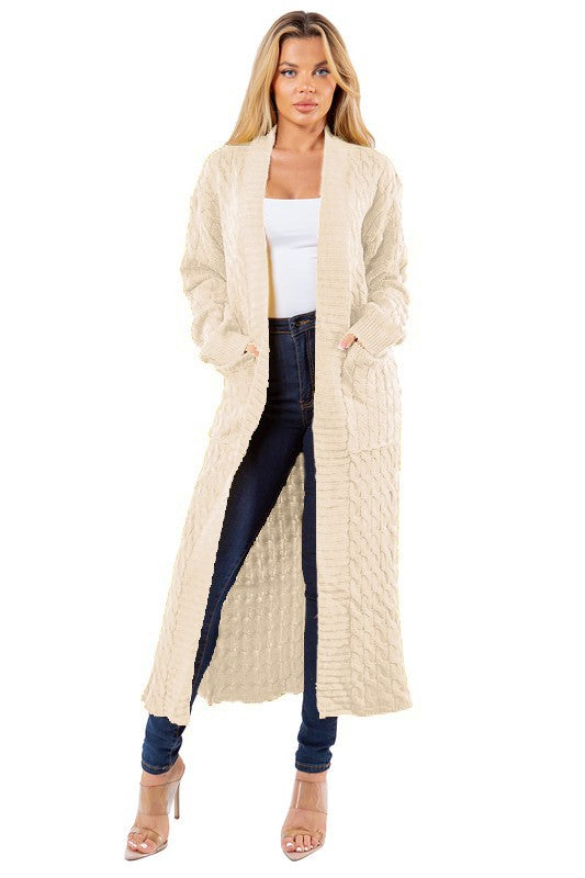 Cream Long Maxi Sweater Cardigan king-general-store-5710.myshopify.com